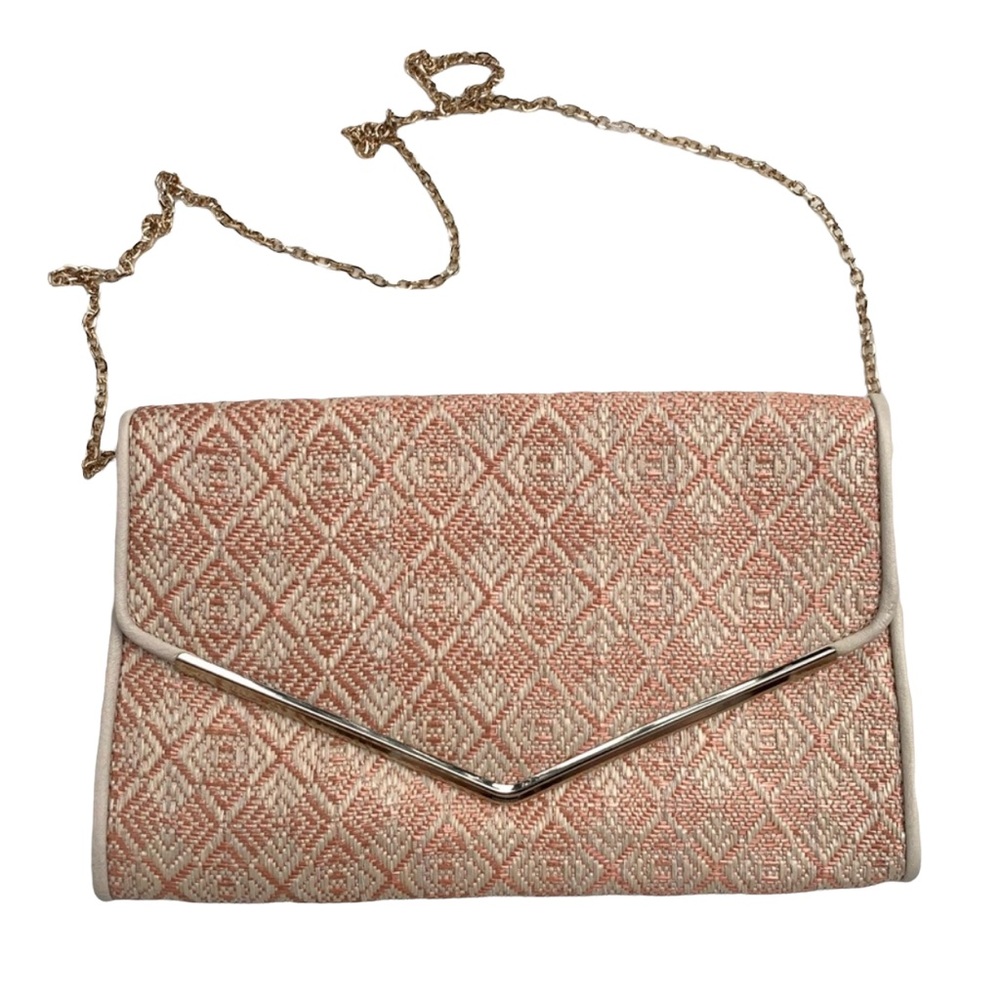 Urban Expressions Rose Gold & Cream Envelope Clutch Chain Strap Purse